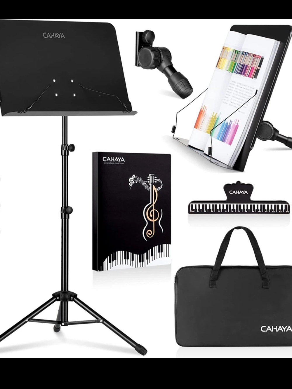 Cahaya 5 In 1 Portable Music Stand With Carrying Bag Adjustable Height Tripod